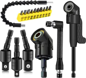 17 count Flexible Drill Bit Extension, Include 3 count Rotatable Socket Adapter 2 count Hex Shank 105 Right Angle Drill Attachment 10 Short  Bits Bendable Drill Bit Extension and 90 Angled Bits