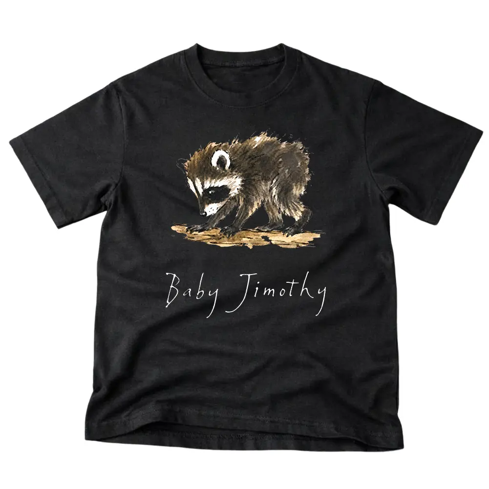Cottagecore Baby Jimothy Shirt, Cute Woodland Raccoon Theme, Hand Painted Watercolor Aesthetic Graphic Tee, Nature Lover Gift for Women and Men