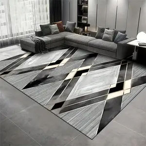 Soft And Thick Velvet Rug, Modern Simple Geometric Diamond Pattern In Gray, White, And Black, Machine Washable, Non-Slip, Lightweight, Comfortable, And Durable, Suitable For Bedroom, Living Room, Office, Game Room, Cloud-Like Softness