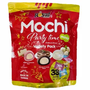 Royal Family Party Time Variety Pack Mini Mochi 33 Pieces - Strawberry Cheesecake, Tiramisu Cream and Vanilla Cream Flavors Rice Cake gummy flavor