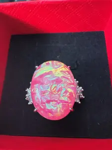 Evelyn(8892)gc.Man-made pink opal copper ring $10/pc