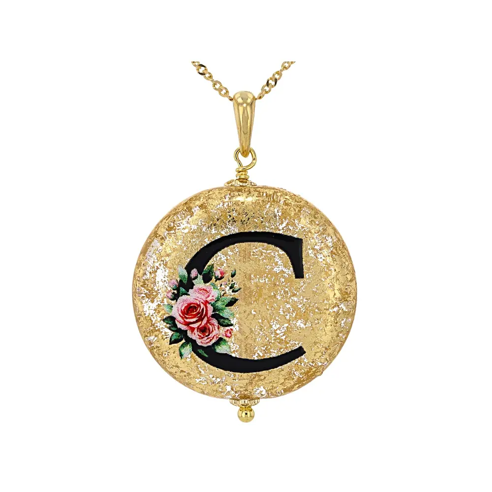 JTV Murano Glass Initial "C" Pendant with 18" Chain
