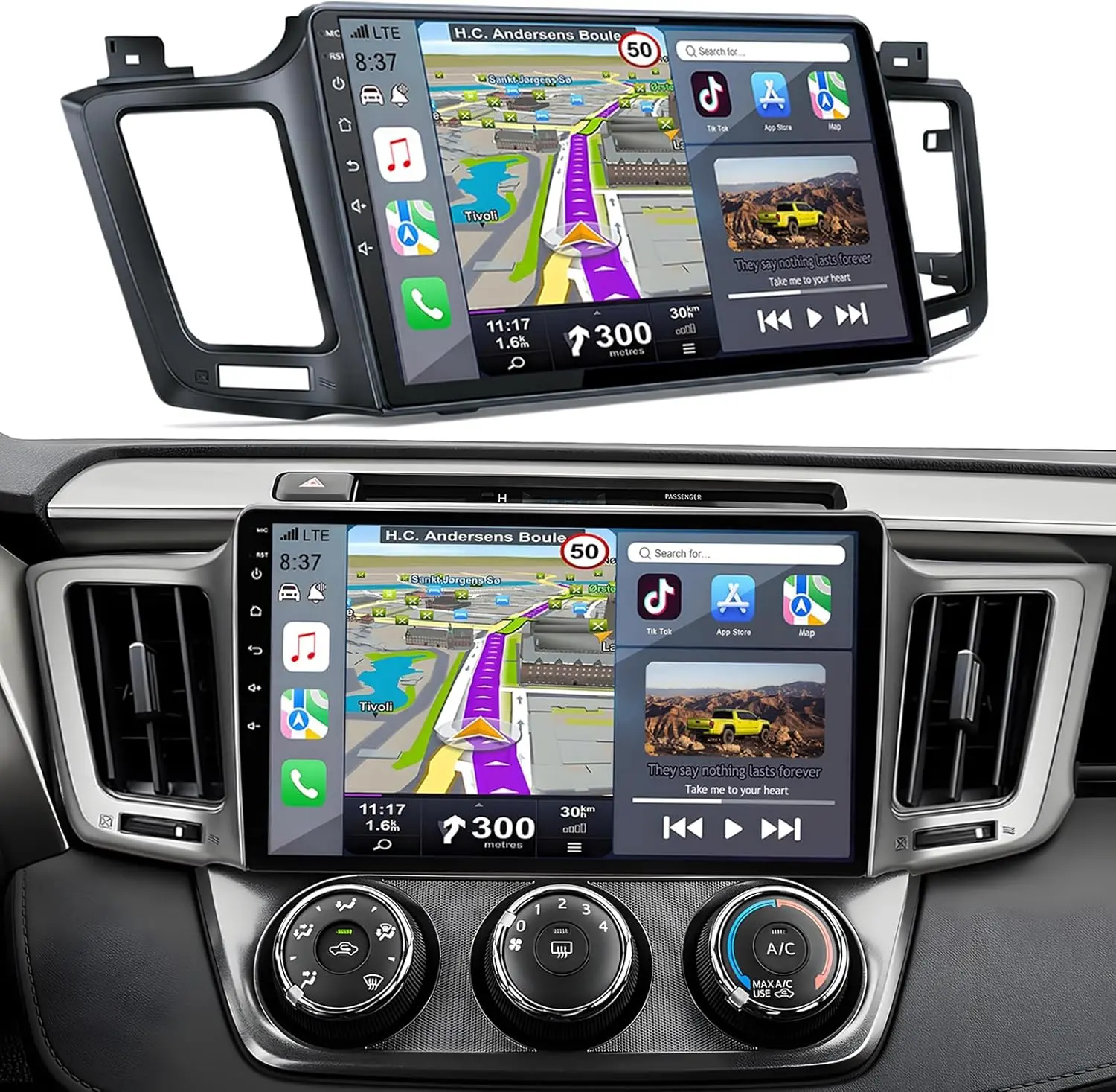 Car Radio Stereo for Toyota RAV4 2013-2018: 8-Core 4GB+64GB 10Inch Touchscreen  Head Unit with Wireless Carplay Android Auto Bluetooth GPS Navigation 5G WiFi