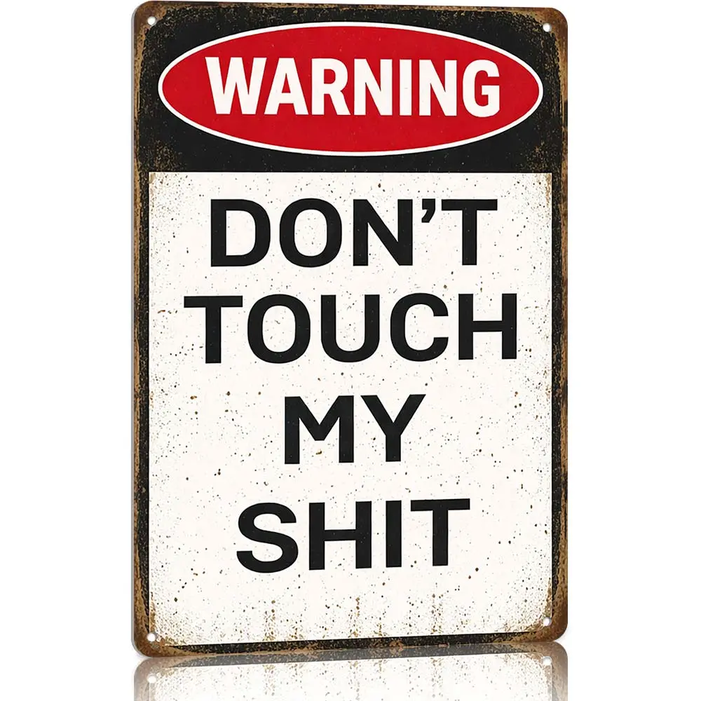 Custom 12x8 in Vintage Metal Plaque - Funny "Don't Touch My Stuff" Warning Sign, Adult Novelty Art Deco Door Hanging, Men's Stuff Room Decor, Ideal Gift