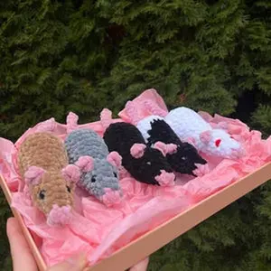 Crochet Rat Plushie - Soft Handmade Stuffed Animal, Adorable Design, Cozy and Charming, Perfect for Cuddling or as a Decorative Piece, Ideal Gift for Kids and Adults
