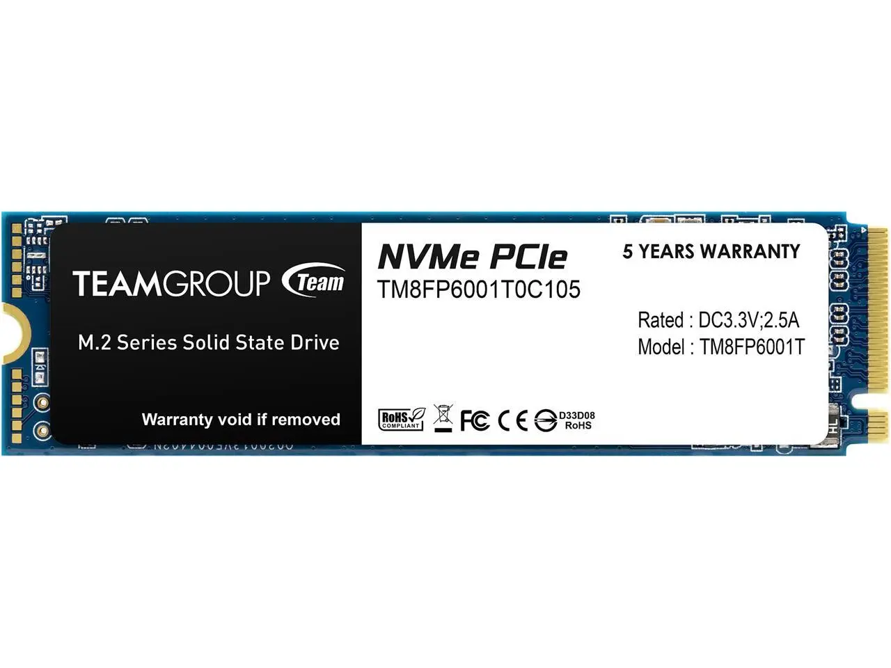 Team Group MP33 M.2 2280 1TB PCIe 3.0 x4 with NVMe 1.3 3D NAND Internal Solid State Drive (SSD) TM8FP6001T0C101 Team Group MP33 M.2 2280 1TB PCIe 3.0 x4 with NVMe 1.3 3D NAND Internal Solid State Drive (SSD) TM8FP6001T0C101