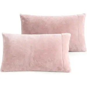 Pillowcases Standard Size of 2 Pack, Ultra Soft Breathable Pillow Cases with Flap Closure for Bed, Luxury Fuzzy Warm Flannel  Pillow Covers, No Insert ( 20x30, Light Mauve)