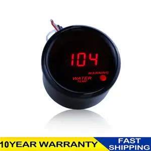 AFA Motors Car Red 2" 52mm Digital LED FPG-140 Electronic Water Temp Gauge with Warning Light & Durable Aluminum for Easy Viewing