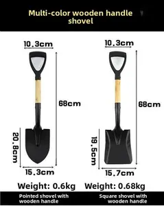 Outdoor Camping Stainless Steel Shovel Manganese Steel Shovel Car-mounted Outdoor Garden Agricultural Steel Shovel Beachcombing Round Square Shovel