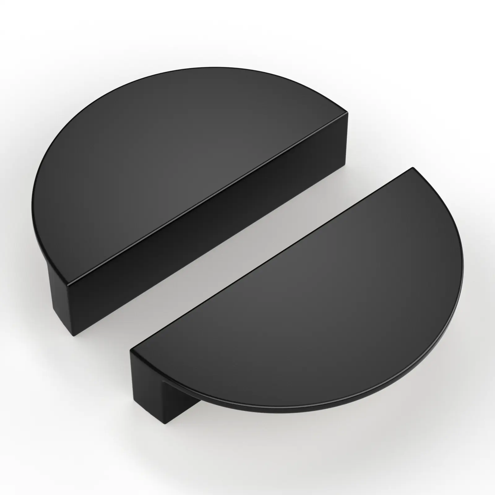 goldenwarm 6 Pack Drawer Pulls Black Cabinet Pulls Circle Drawer Pulls Finger Edge Pulls 2-1/2 Inch(64mm) Hole Center Half Moon