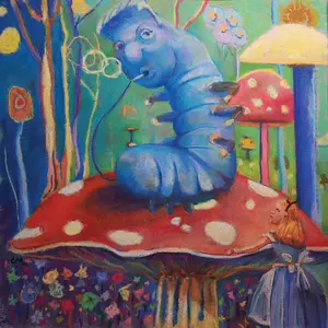 Alice in Wonderland Limited Edition A Curious Conversation - Pastel Print - 12x12" - Whimsical Tea Party - Colorful Art - Exclusive Collection - Certificate of Authenticity