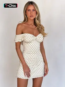 Women Summer Short Sleeve Party Club Evening Beach Vacation Polka Dot Mini Dress Casual Fashionable Dress