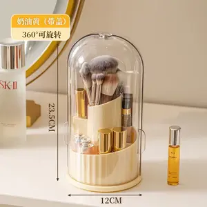 Makeup Storage Box Dustproof Rotating Large Capacity Makeup Brush Storage Cylinder Dressing Table Desktop Pen Holder CH CACILLO