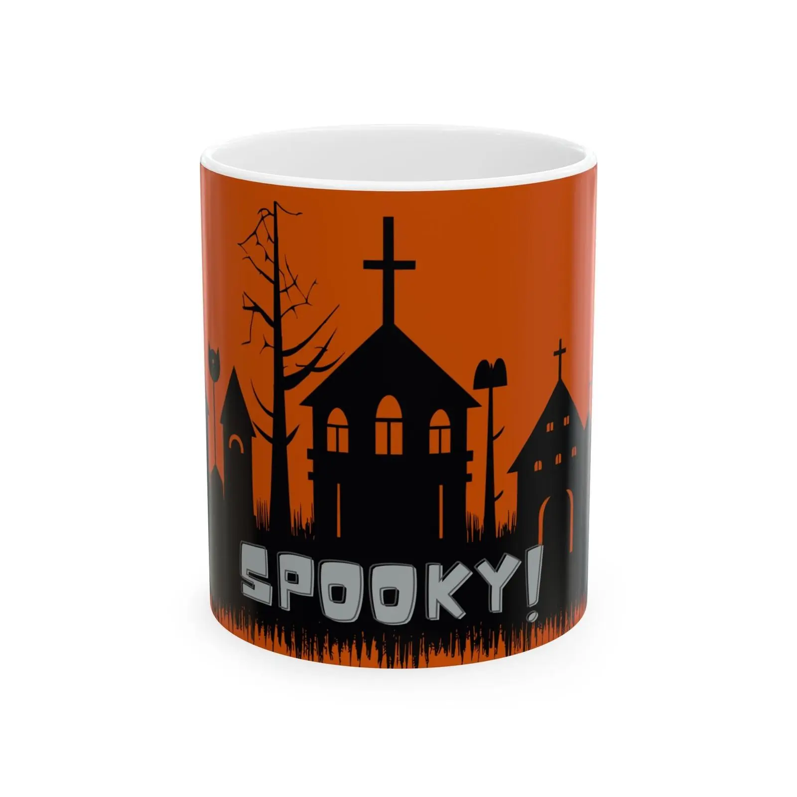 Spooky Haunted Village Halloween Ceramic Mug (11oz/15oz)