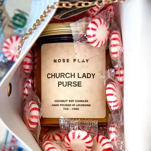 Church Lady Purse Candle | Peppermint & Vanilla Scented | 9oz Coconut Soy Based Candle