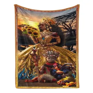Elegua Blanket Eleguá Throne Cloth Blanket | Opener of The Roads Orisha | Spiritual Living Room Decor & Lucky Gift Blanket Living Room Decoration  Gift Blanket for A Friend