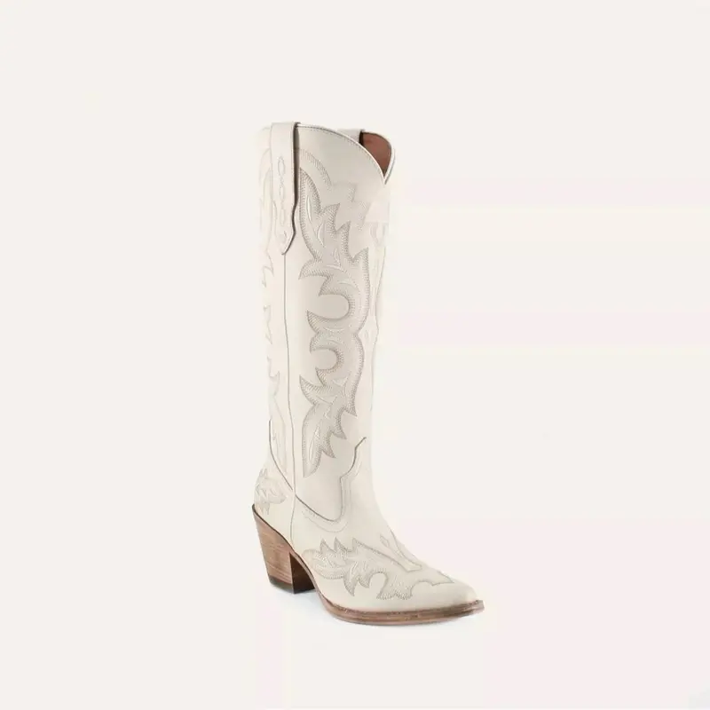 Women's Ivory Boots - Ivory Western Style Boot with Unique Design Features