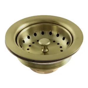 Kingston Brass  Tacoma Stainless Steel Kitchen Sink Basket Strainer, Brushed Brass