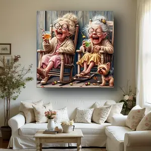 A Wooden Frame Canvas Wall Art - Rich Color Character Theme Wrapped Canvas Print, Full of Vitality and Humor for Home Decoration, Suitable for Living Room and Bedroom, Ready to Hang, Perfect Gift for Friends, Family, or Loved Ones Ornaments Artistic