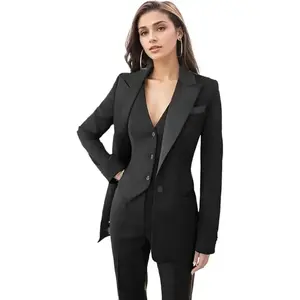 Womens Tuxedo 3 Piece Suit Sets for Women Blazer Pants Vest Set Womens Business Professional Outfits