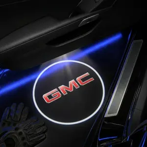 2 Pcs Gmc Carbon Fiber Welcome Light Set, Car Door Projection Lamp, Laser Light, Decorative Floor Lamp, Car Door Lights (batteries Not Included)