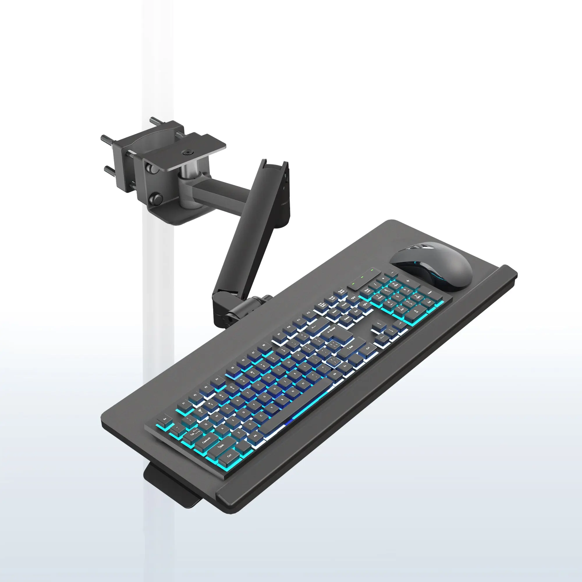 Pneumatic Pole-Mounted Keyboard Tray with Adjustable Arm - Keyboard Stand for Home Office Computers & Office Equipment Accessories