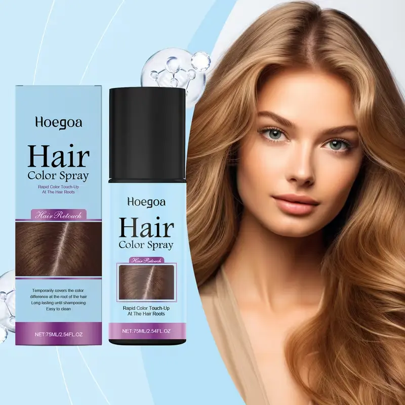 Root Touch-Up Spray in Light Brown, Temporary Hair Coloring with Natural Extracts for Long-Lasting Full Coverage, Blends Color at Roots, Non-Damaging Formula for All Hair Types, Hair Dye Transformation
