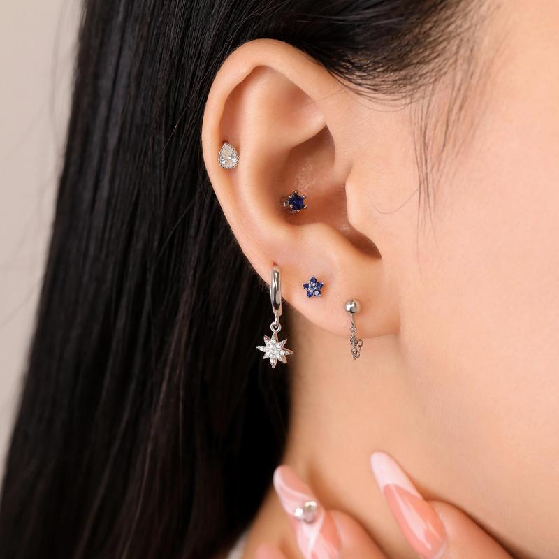 Double Chain Screw Back Earrings, S925 Silver & Gold & Rose Gold Dainty Double Two Chain Link Dangle 20g Studs Cartilage Earrings Multi Piercings Stackable Hypoallergenic Comfort Sleep On Minimalist Everyday Jewelry Gift for Her Women Christmas Birthday