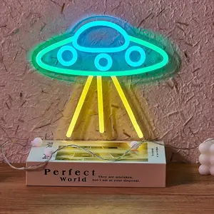 Alien Neon Light Lamp, USB Powered Bedroom Decorative Lighting, Cartoon Style Children Room Decoration, On-Off Switch Included, Table Night Light