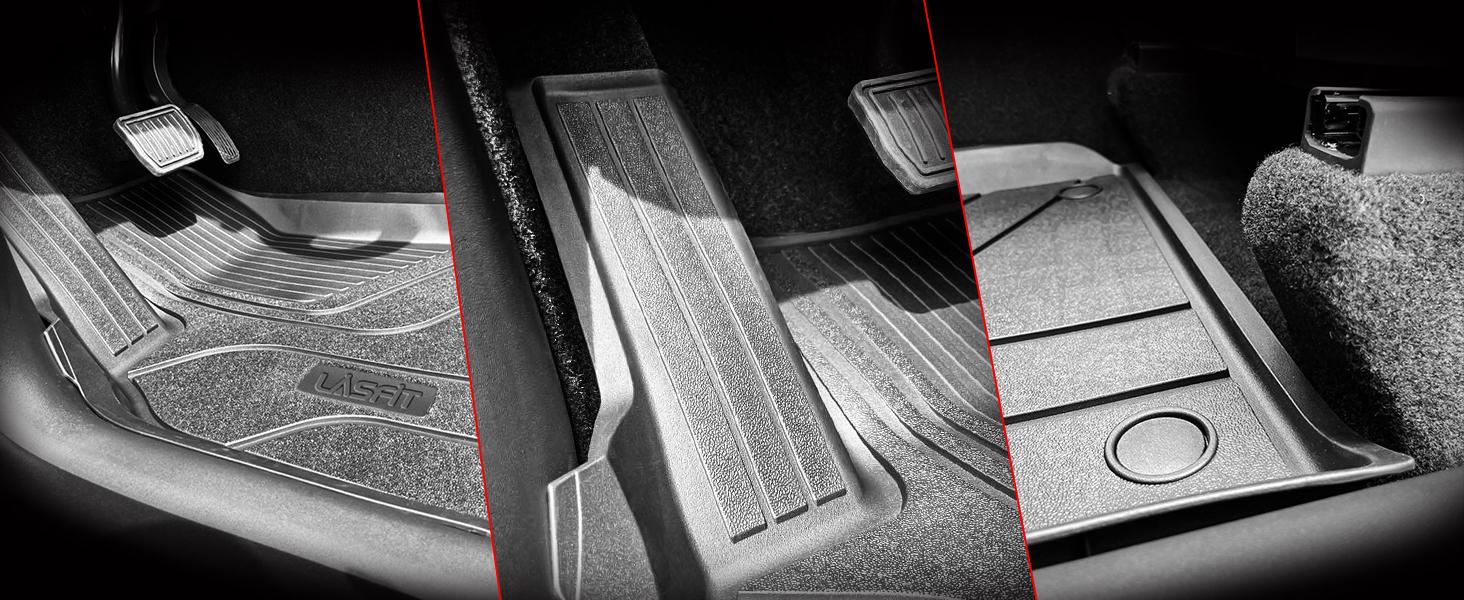 LASFIT Floor Mats for 2023 Tesla Model Y 2022 2021 2020 5 Seats, All Weather TPE Car Mats Custom Fit Floor Liners, Front and Rear 2 Rows Set