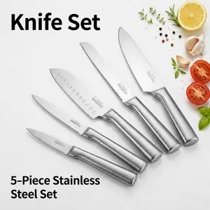 Premium 5-Piece Chef Knife Set, 5Cr13 Steel Kitchen Cutting Knives for Home Cooking