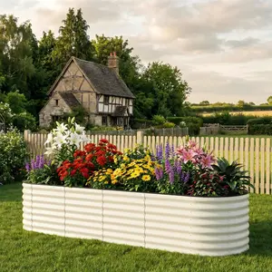 8x2x2ft Galvanized Raised Garden Bed – Oval Metal Planter Box with Anti-Cut Safety Edges, 239 Gallons Rust-Resistant Deep Root Planter for Outdoor Vegetables, Flowers & Herbs