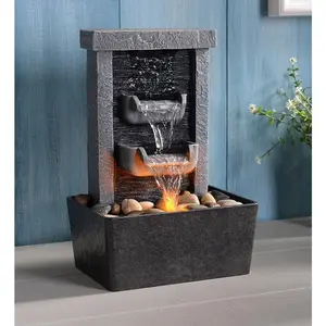 Home Decor 10.3 in Indoor Waterfall Fountain Relaxation High  Water Pumps Tabletop Fountain Nature Feeling Water Fountains with Reflective Lighting/River Rocks Home/Office Decoration