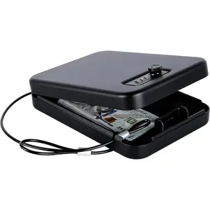 Gun Safe for Pistols Small Handgun Lock Box with Combination Lock Portable Travel Pistol Safe for Car, Home, Travel