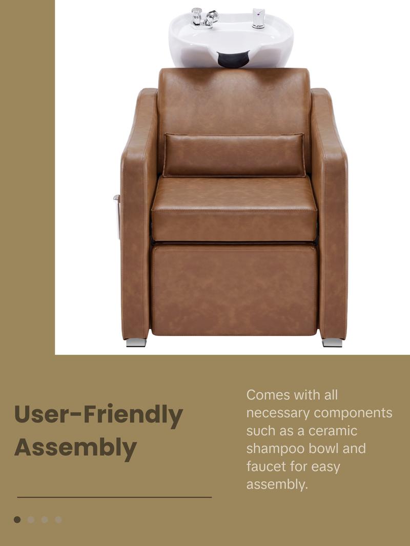 BarberPub Backwash Shampoo Station Chair, Ceramic Hair Wash Bowl for Salon 9364 BarberPub Backwash Shampoo Station Chair, Ceramic Hair Wash Bowl for Salon 9364