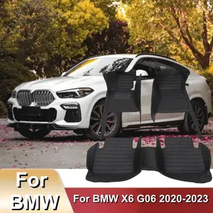 LHD 3 pcs/set Classic Car Floor Mats For BMW X6 G06 2020-2023 Fashion PU Leather Car Set Cover Carpets Auto Accessories Mat, Car Interior Accessory, Car Interior, Protection