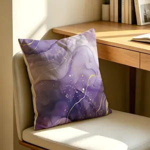 Purple Marble Print Throw Pillow, Soft Breathable Comfortable Skin-Friendly, Suitable for All People, Decorative Cushion for Bedroom Living Room, Ideal Gift Choice