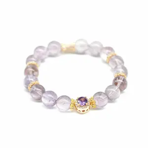 【A Gift！】Purple Dream Magic Box Natural Crystal Gem Bracelet Healing Stone Hand-woven Bracelet/ Gift purple natural mineral bracelet