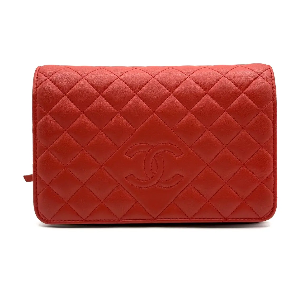 Pre-owned CHANEL Leather Clutches & Wristlets CALUXB Quilted Lambskin CC Flap Clutch