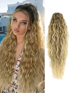 Hair Extension Claw Ponytail Long Wavy Ponytail Extension Black Brown 30 Inch Curly Clip Ponytail in Hair Extensions For Women Fluffy Natural Looking Synthetic Hairpiece for Daily Use Easy To Go Synthetic Soft Hairpieces