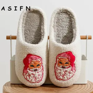 Women's Pink Santa Slip-Ons - Comfortable Footwear for Walking and Casual Wear - Flipflop