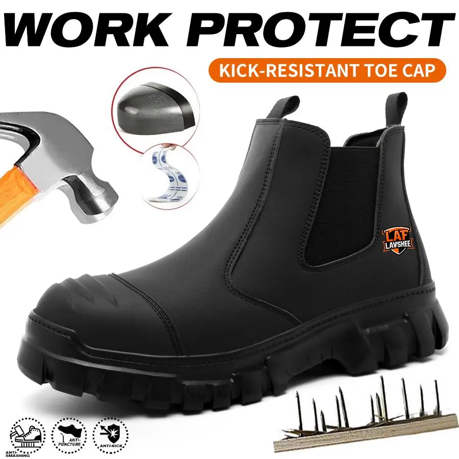 Lightweight steel toe brown anti slip work shoes - splash proof, smash proof, puncture proof, breathable safety shoes SpringStatements ，Footwear Closed Worker, High Cut Shoes，Summervibes, Steel Toe Caps, Round Toe summervibes,,father'sdaygifts