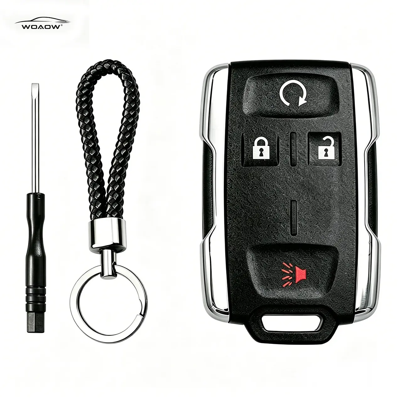 WOAOW 4-Button Keyless Entry Remote Key Fob Shell Replacement - Fulfilled by TikTok 3-Day Fast Shipping - Fits Chevy Silverado/Colorado, GMC Sierra 1500/2500/3500 HD/Canyon (2014-2021) | OEM Part M3N-32337100