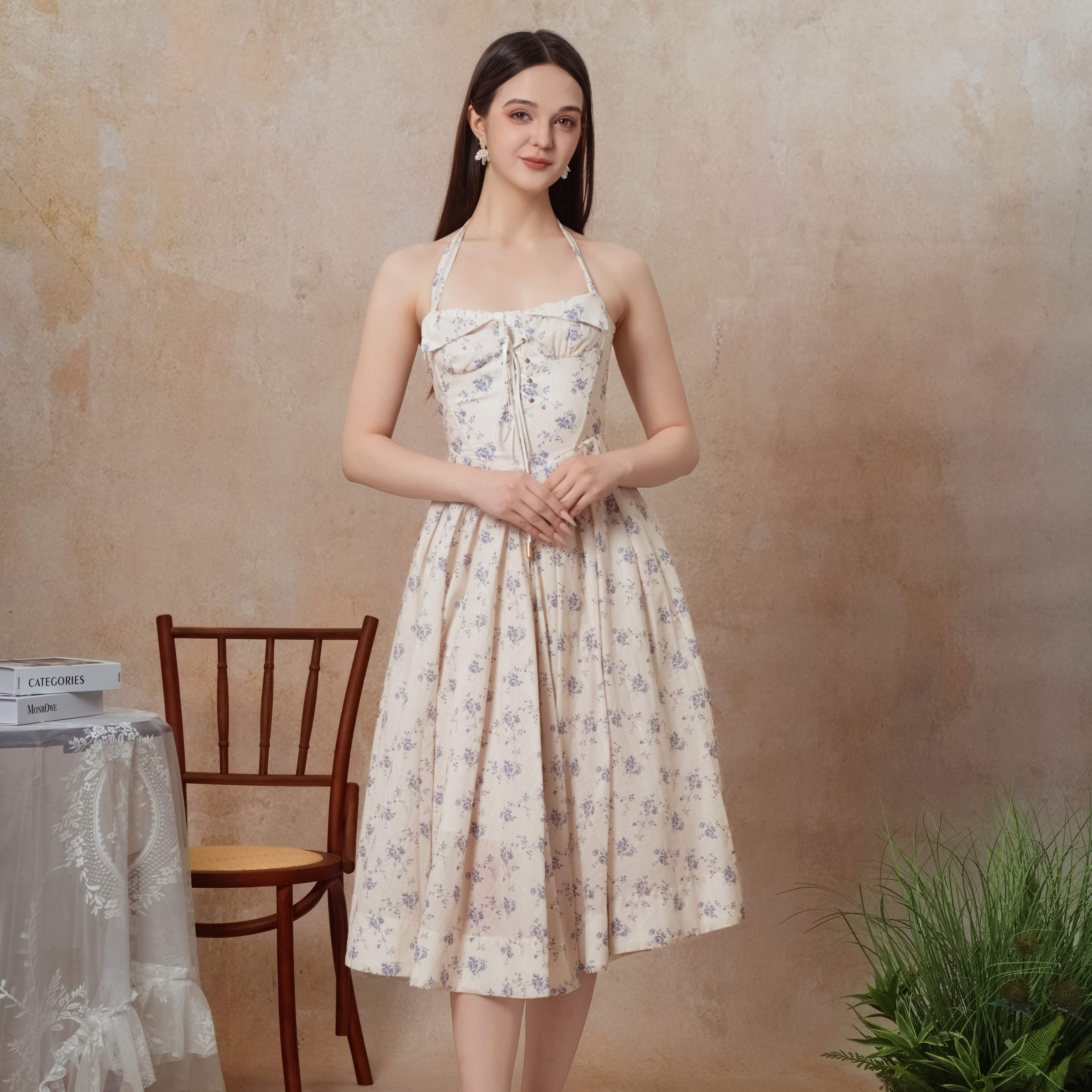 The Cobalt Dream Corset Dress-LuminaVenus  Elegant Dresses Women Beach Outfits Outfit Classy  Slim Fit Women Rehearsal Dinner Dress Bohemian White Lace Vestidos Para Fiesta  Formal Piece birthday outfit Pleated Skirt