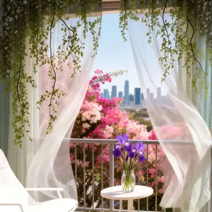 2 Piece Printed Curtains, Leaf Pattern, Rod Pocket Design, Easy to Hang, Easy Install Curtain, Vibrant Semi-Transparent Privacy Curtains