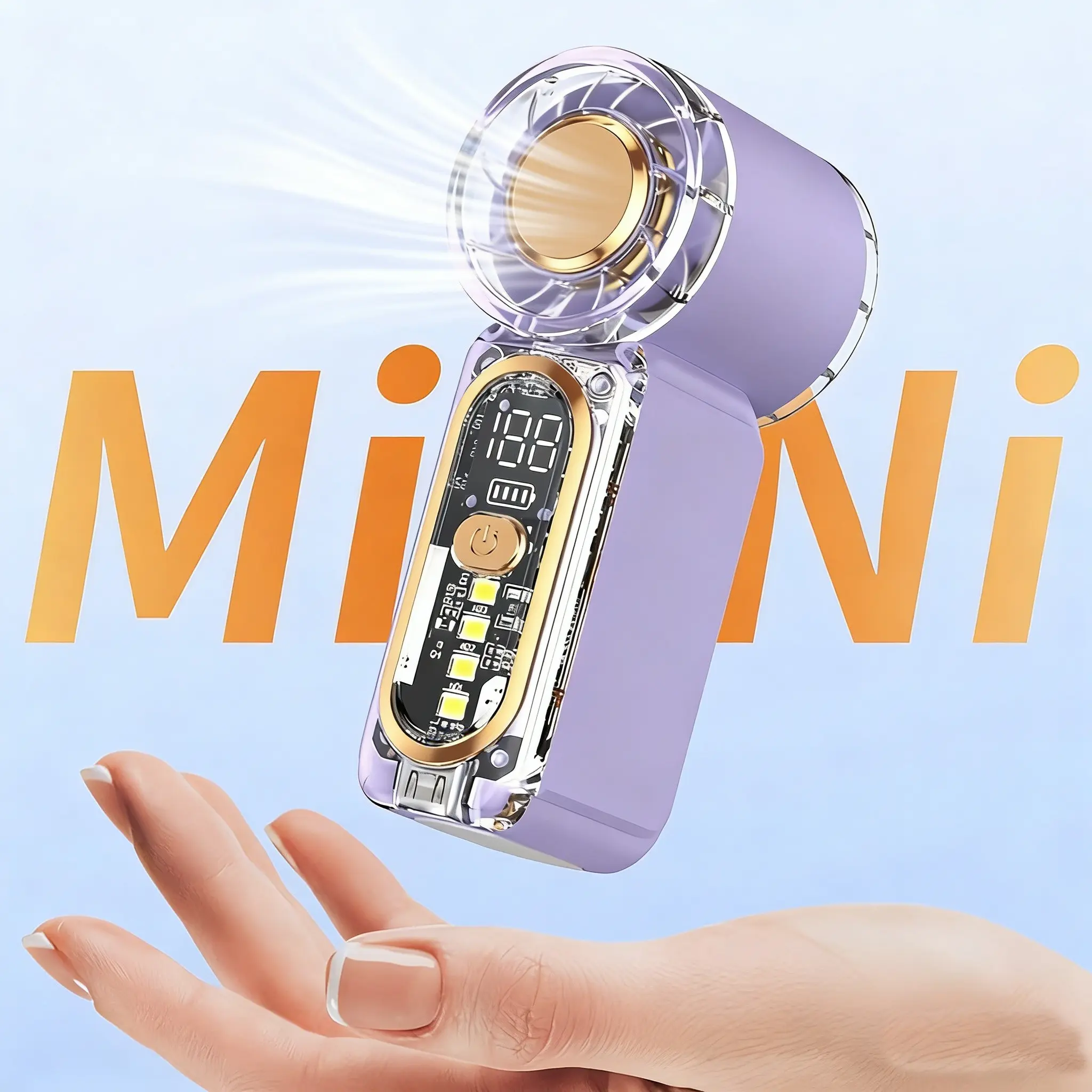 Portable Handheld Mini Handheld Cooling Fan, Small Purse Fan for Women, Pocket Fan, Student Carry Fan, High-Speed Turbo, Strong Airflow Fan, 6-Gear Adjustable with LED Display, USB Rechargeable, Portable Fan for Travel, Outdoor, office, gift