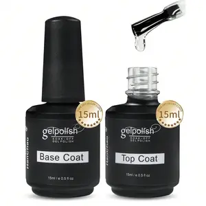 Base Coat Duo Set (2 Bottles, 15ML Each), Glossy & Matte No-Wash Dual Effect, Compatible with UV/LED Nail Polish Curing Lamp, Nail Art, Nail Gel Art, Manicure, Nail Care