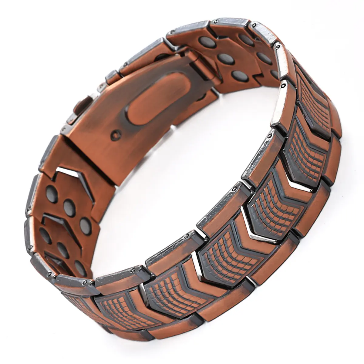 September  Copper Bracelet for Men,Unique Folding Clasp Wristband Brazaletes with Adjustment Tool and Jewelry Gift Box Elegant Minimalist Bangle Adjustable Cuff  Valentine’s Day gift