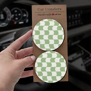 Herb Wave Car Coasters Set, Car Interior Accessories, Cute Retro Aesthetic, 2/4 Pcs, Perfect Gift for Birthday, Valentine's Day, Christmas