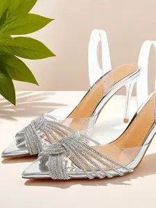 Design Sensational Rhinestone Transparent Stiletto Heels, Elegant Square Toe Sandals for Summer, Perfect for Dates and Parties